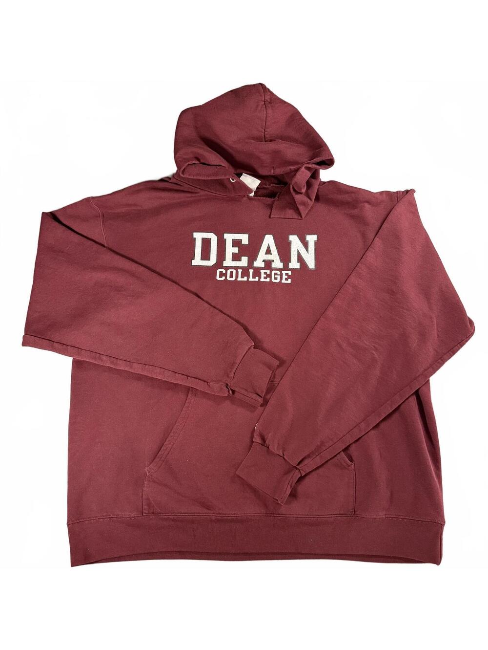 Vintage Champion Eco Fleece Dean College Hoodie Maroon XL - Distressed - Picture 1 of 8
